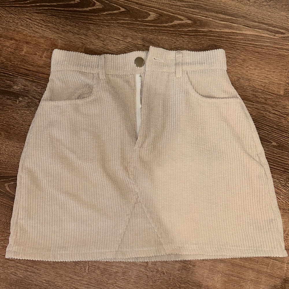 Nude Corduroy Skirt